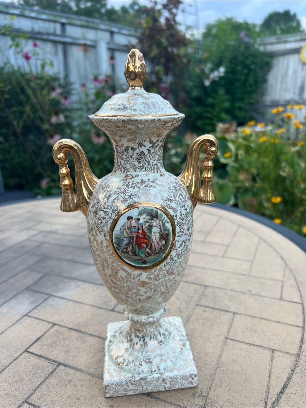 Vintage 1930's Porcelain Urn with Lid: English Empire Ware, Ornamental Vase Home